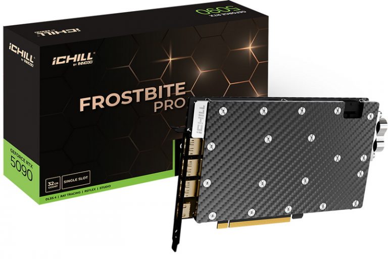 Inno3D представляет однослотовые видеокарты GeForce RTX 5090 и RTX 5080 Frostbite Pro